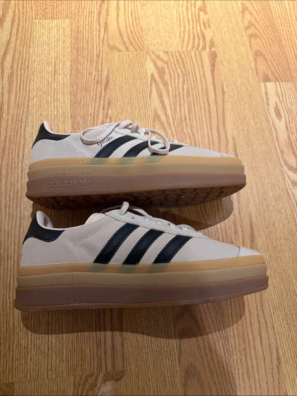 adidas gazelle Beige Blush Suede Sneakers with Black Stripes and Gum Sole